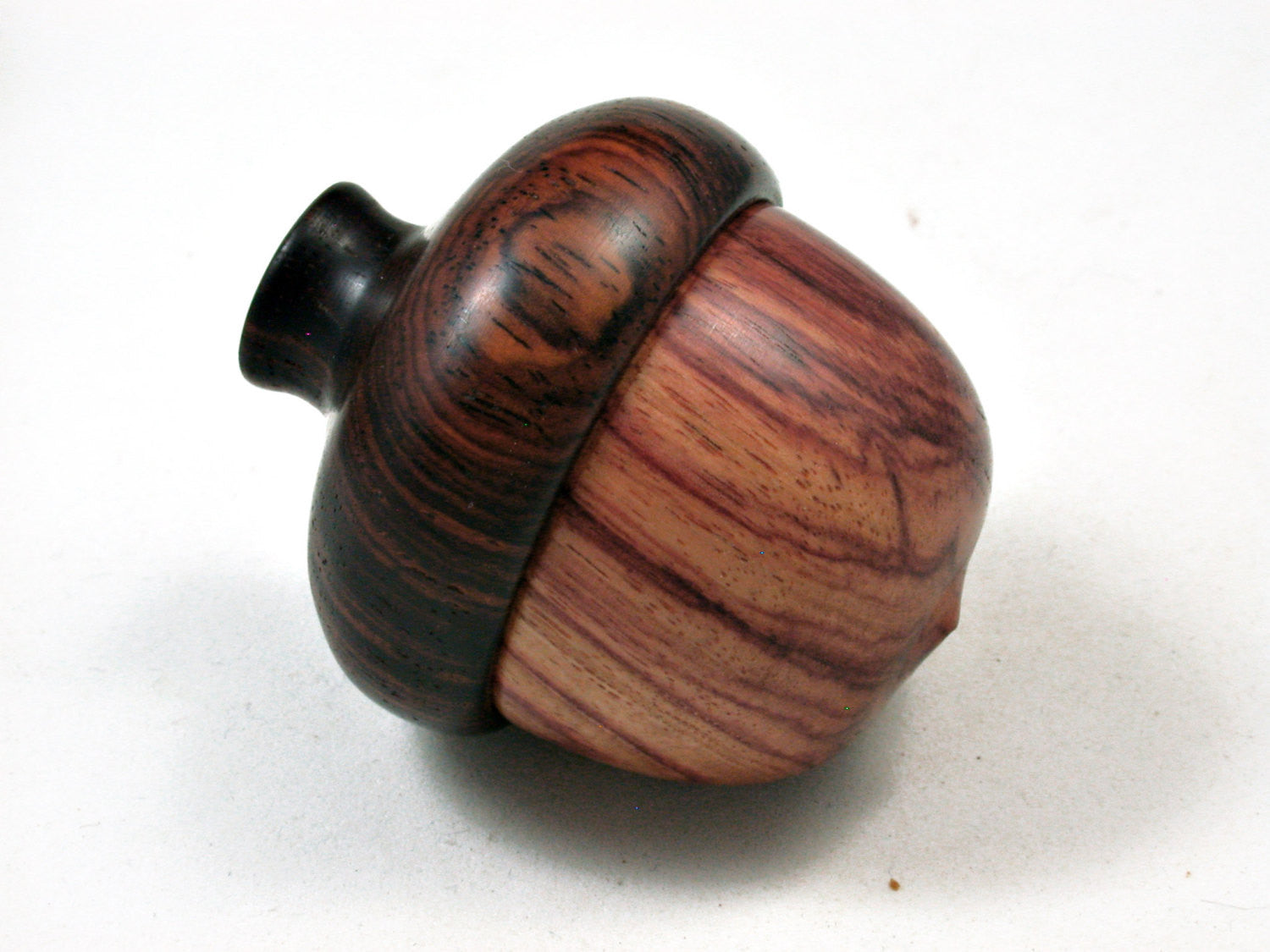 LV-2405 Tulipwood & Cocobolo Acorn Jewelry Box, Pill Box, Trinket Box-SCREW CAP