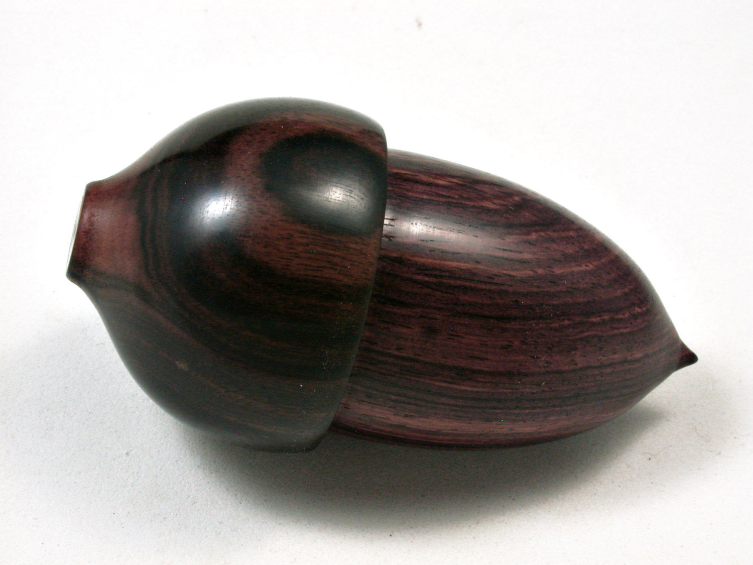 LV-2406 Camatillo Rosewood & Ebony Acorn Jewelry Box, Pill Box, Trinket Box-SCREW CAP