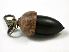 LV-2375 Ebony & Pollyana Burl Acorn Pendant Box,Bag Charm, Keychain-SCREW CAP