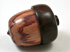 LV-2387 Tulipwood Burl & Ebony Acorn Jewelry Box, Pill Box, Trinket Box-SCREW CAP