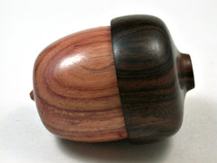 LV-2387 Tulipwood Burl & Ebony Acorn Jewelry Box, Pill Box, Trinket Box-SCREW CAP