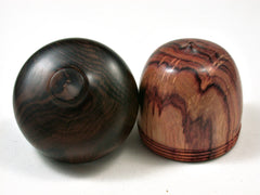 LV-2387 Tulipwood Burl & Ebony Acorn Jewelry Box, Pill Box, Trinket Box-SCREW CAP