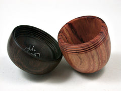 LV-2387 Tulipwood Burl & Ebony Acorn Jewelry Box, Pill Box, Trinket Box-SCREW CAP