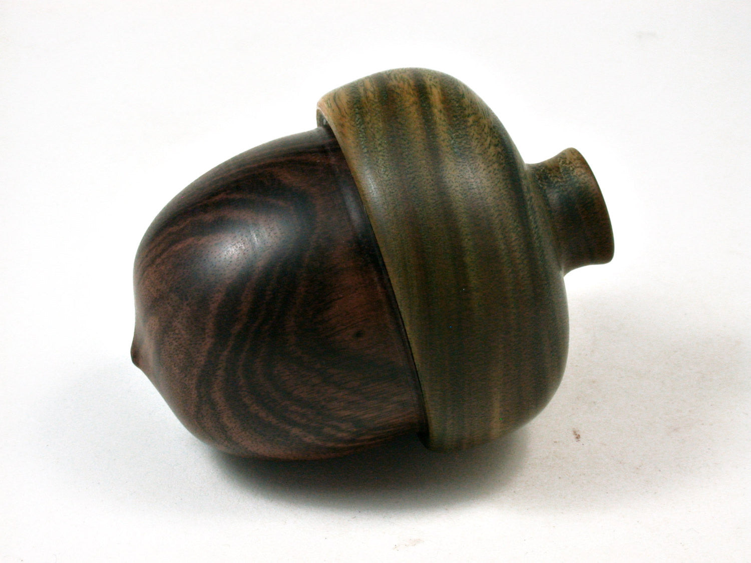 LV-2390 Mun Ebony & Verawood Acorn Jewelry Box, Pill Box, Trinket Box-SCREW CAP