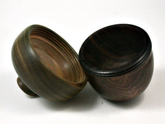 LV-2390 Mun Ebony & Verawood Acorn Jewelry Box, Pill Box, Trinket Box-SCREW CAP