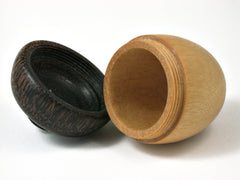 LV-2384 Yellowheart & Black Palm Acorn Jewelry Box, Pill Box, Trinket Box-SCREW CAP