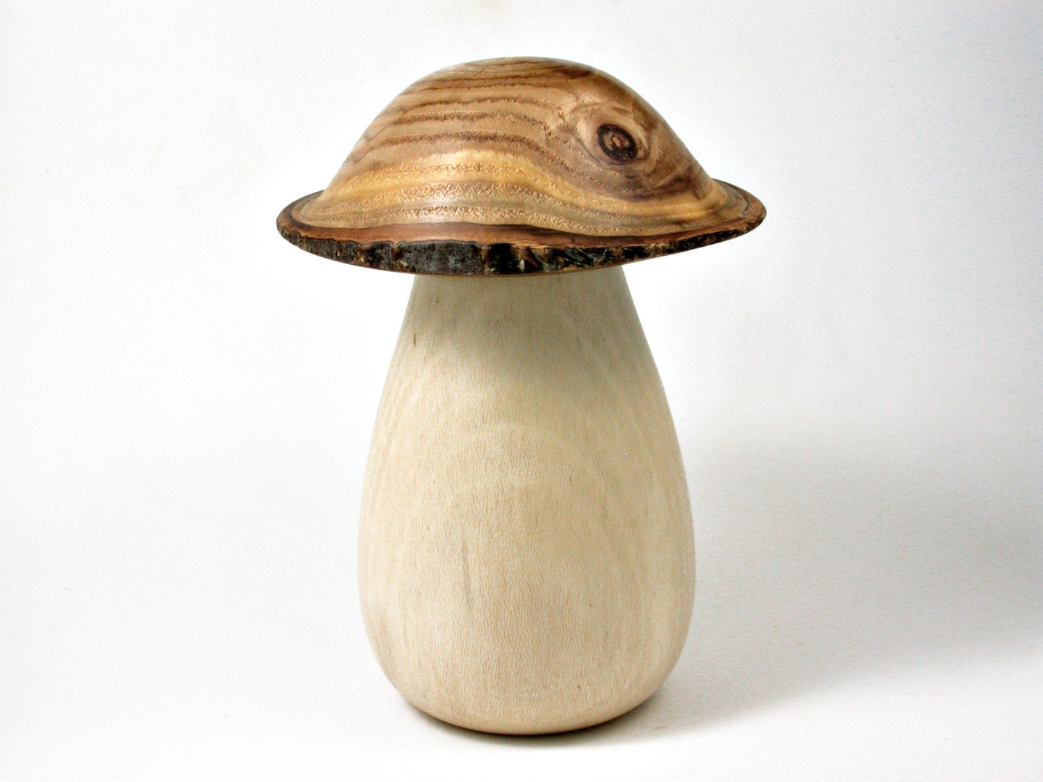 LV-2393 Holly & Japanese Pagoda Tree Wooden Mushroom Threaded Box, Urn-SCREW CAP