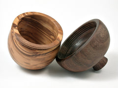 LV-2386 Olive Burl & Claro Walnut Acorn Jewelry Box, Pill Box, Trinket Box-SCREW CAP