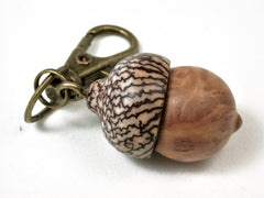 LV-2414 Yellow Box Burl & Betelnut Acorn Pendant Box, Bag Charm, Keychain-SCREW CAP