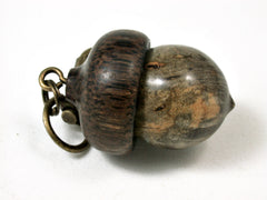 LV-2419 Buckeye Burl & Black Palm Acorn Pendant Box, Bag Charm, Keychain-SCREW CAP