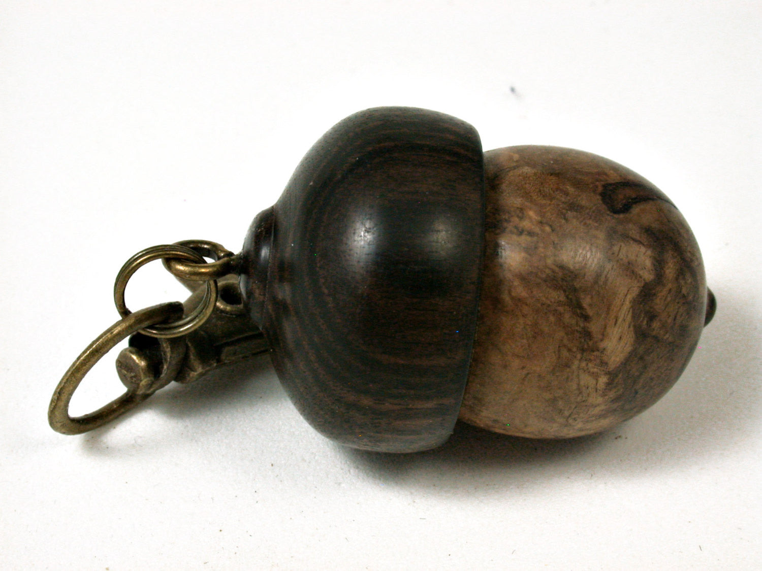 LV-2422 Hopea Burl & Ebony Acorn Pendant Box, Bag Charm, Keychain-SCREW CAP