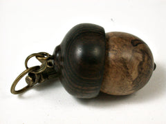 LV-2422 Hopea Burl & Ebony Acorn Pendant Box, Bag Charm, Keychain-SCREW CAP