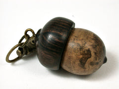 LV-2422 Hopea Burl & Ebony Acorn Pendant Box, Bag Charm, Keychain-SCREW CAP