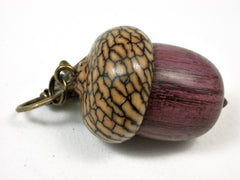 LV-2446 Purpleheart & Betelnut Acorn Pendant Box, Bag Charm, Keychain-SCREW CAP