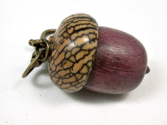 LV-2446 Purpleheart & Betelnut Acorn Pendant Box, Bag Charm, Keychain-SCREW CAP