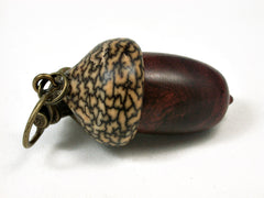 LV-2443 Logwood Burl & Betelnut Acorn Pendant Box, Bag Charm, Keychain-SCREW CAP