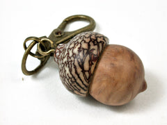 LV-2414 Yellow Box Burl & Betelnut Acorn Pendant Box, Bag Charm, Keychain-SCREW CAP
