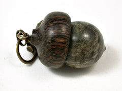 LV-2419 Buckeye Burl & Black Palm Acorn Pendant Box, Bag Charm, Keychain-SCREW CAP