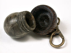 LV-2419 Buckeye Burl & Black Palm Acorn Pendant Box, Bag Charm, Keychain-SCREW CAP