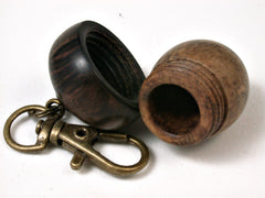 LV-2422 Hopea Burl & Ebony Acorn Pendant Box, Bag Charm, Keychain-SCREW CAP