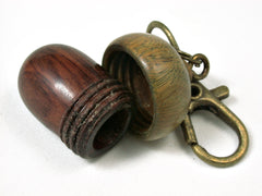 LV-2423 Snakewood & Verawood Acorn Pendant Box, Bag Charm, Keychain-SCREW CAP