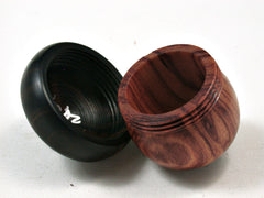 LV-2404 Tulipwood & Ebony Acorn Jewelry Box, Pill Box, Trinket Box-SCREW CAP