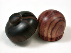 LV-2404 Tulipwood & Ebony Acorn Jewelry Box, Pill Box, Trinket Box-SCREW CAP
