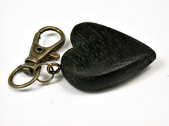 LV-2454 English Bog Oak Wooden Heart Charm, Keychain, Wedding, Anniversary Gift-Hand Made