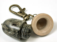 LV-2420 Buckeye Burl & Miriti Nut Acorn Pendant Box, Charm, Pill Holder-SCREW CAP