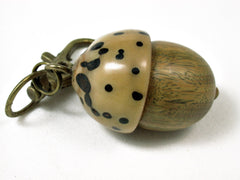 LV-2430 Verawood & Raphia Nut Acorn Pendant Box, Charm, Pill Holder-SCREW CAP