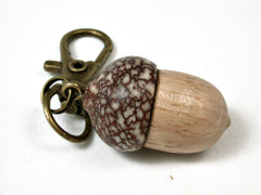 LV-2442 Pyinma Burl & Betelnut Acorn Pendant Box, Charm, Pill Holder-SCREW CAP