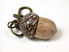 LV-2442 Pyinma Burl & Betelnut Acorn Pendant Box, Charm, Pill Holder-SCREW CAP