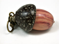 LV-2448 Tulipwood & Betelnut Acorn Pendant Box, Charm, Pill Holder-SCREW CAP