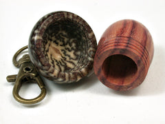 LV-2448 Tulipwood & Betelnut Acorn Pendant Box, Charm, Pill Holder-SCREW CAP