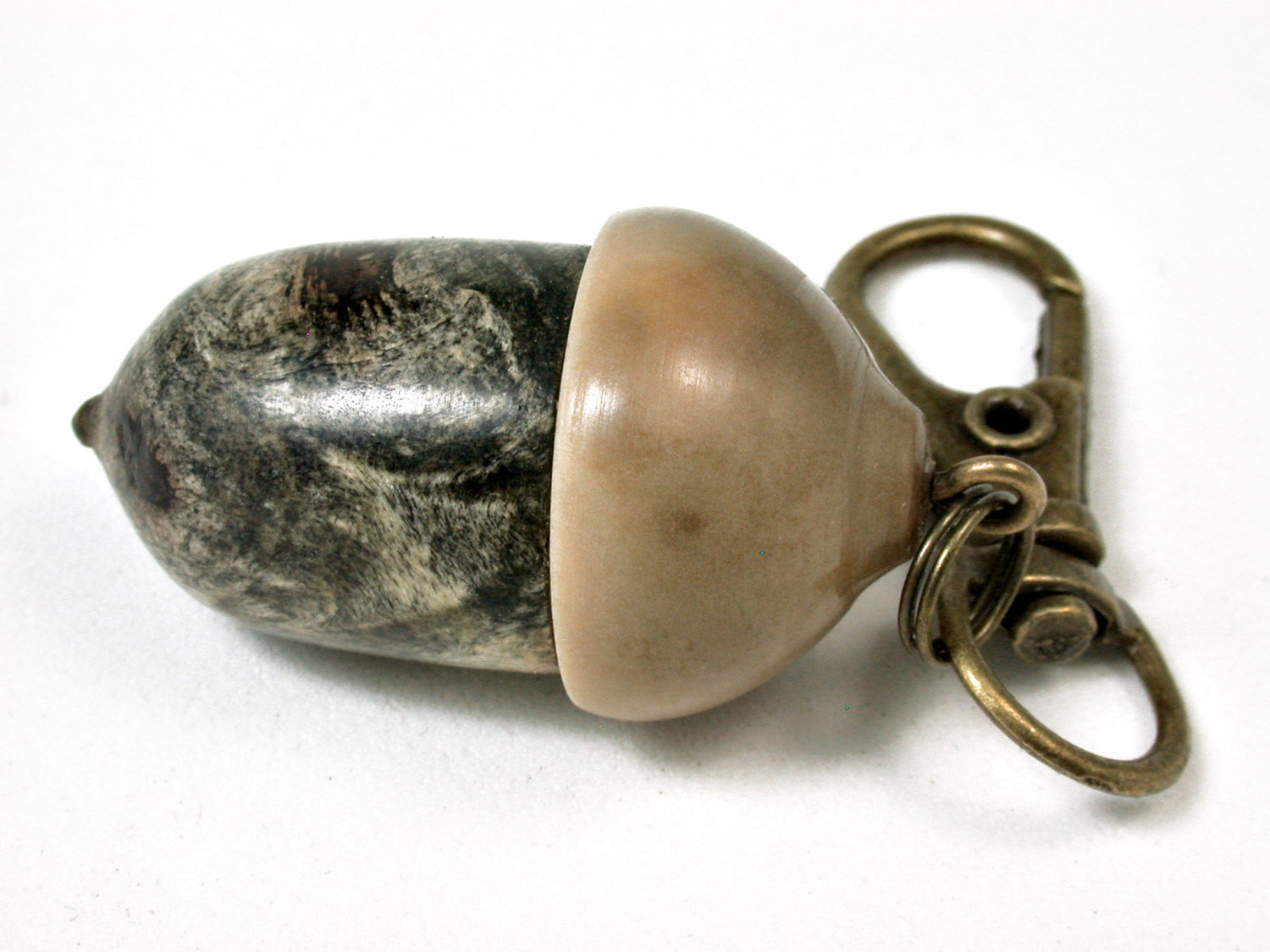 LV-2420 Buckeye Burl & Miriti Nut Acorn Pendant Box, Charm, Pill Holder-SCREW CAP