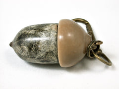 LV-2420 Buckeye Burl & Miriti Nut Acorn Pendant Box, Charm, Pill Holder-SCREW CAP