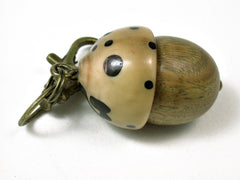 LV-2430 Verawood & Raphia Nut Acorn Pendant Box, Charm, Pill Holder-SCREW CAP