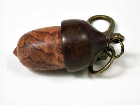 LV-2440 Amboyna Burl & Logwood Burl Acorn Pendant Box, Charm, Pill Holder-SCREW CAP