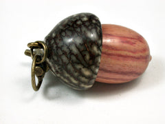 LV-2448 Tulipwood & Betelnut Acorn Pendant Box, Charm, Pill Holder-SCREW CAP