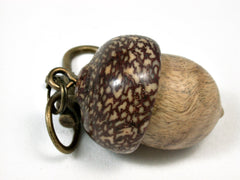 LV-2449 B and W Ebony Burl & Betelnut Acorn Pendant Box, Bag Charm, Keychain-SCREW CAP