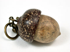 LV-2449 B and W Ebony Burl & Betelnut Acorn Pendant Box, Bag Charm, Keychain-SCREW CAP