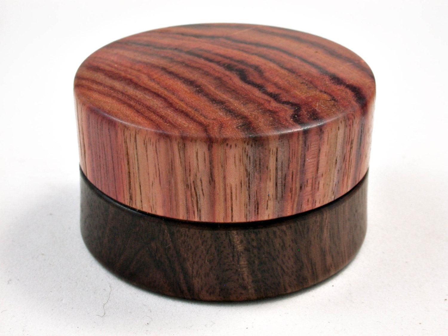 LV-2499 Mun Ebony & Tulipwood Flat Pill Box, Ring Holder, Jewelry Box-SCREW CAP