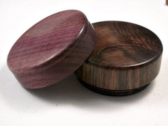 LV-2500 Mun Ebony & Purpleheart Flat Pill Box, Ring Holder, Jewelry Box-SCREW CAP