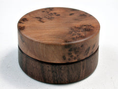 LV-2501 Mun Ebony & Thuya Burl Flat Pill Box, Ring Holder, Jewelry Box-SCREW CAP