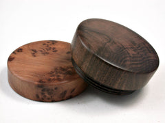 LV-2501 Mun Ebony & Thuya Burl Flat Pill Box, Ring Holder, Jewelry Box-SCREW CAP