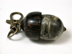 LV-2417 Buckeye Burl & Black Palm Acorn Pendant Box, Bag Charm, Keychain-SCREW CAP