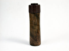 LV-2492 Velvet Tamarind Burl & Patridgewood Slim Box, Toothpick Holder, Needle Case-SCREW CAP