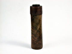 LV-2492 Velvet Tamarind Burl & Patridgewood Slim Box, Toothpick Holder, Needle Case-SCREW CAP