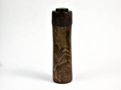 LV-2492 Velvet Tamarind Burl & Patridgewood Slim Box, Toothpick Holder, Needle Case-SCREW CAP