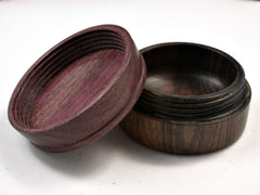 LV-2500 Mun Ebony & Purpleheart Flat Pill Box, Ring Holder, Jewelry Box-SCREW CAP